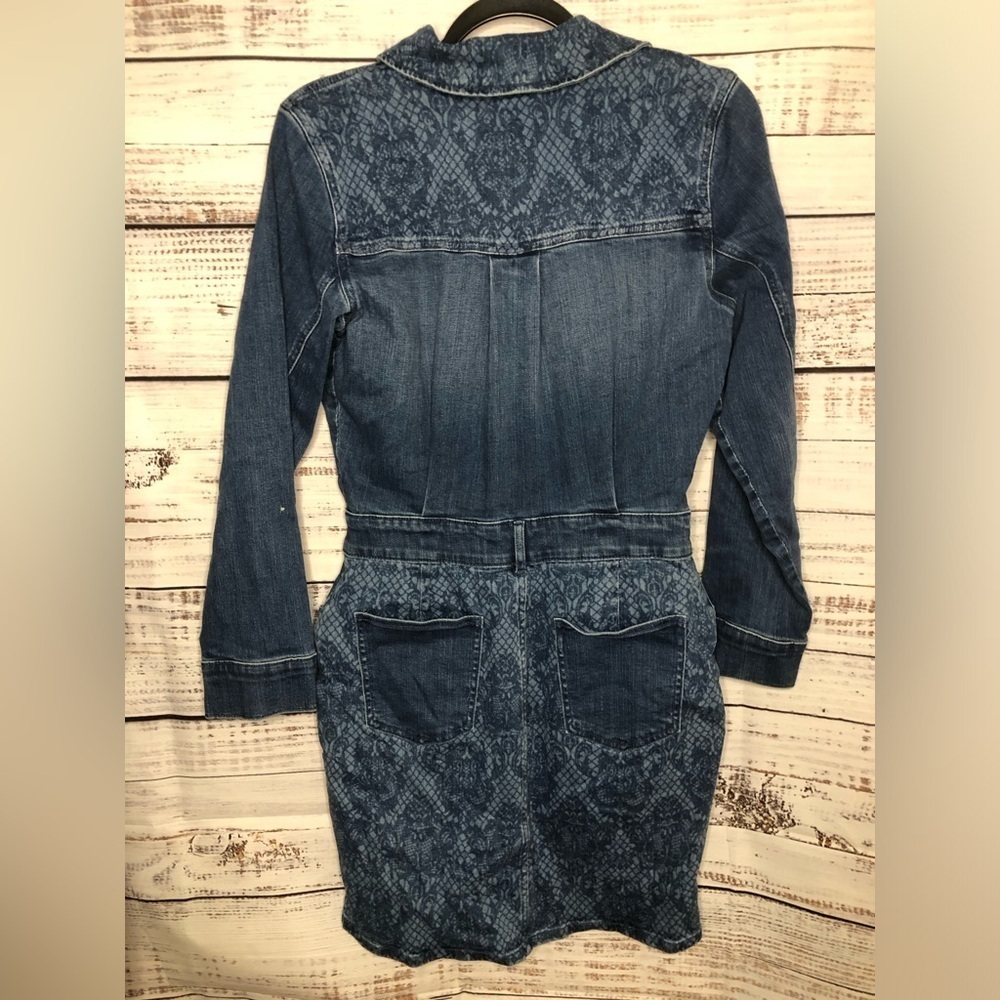 Lace Print Denim Mini Dress - Picture 14 of 16